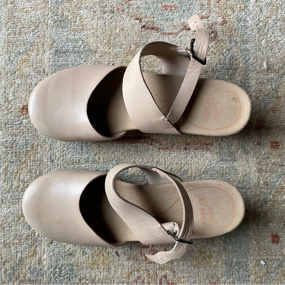 Dansko Beige Leather Mules